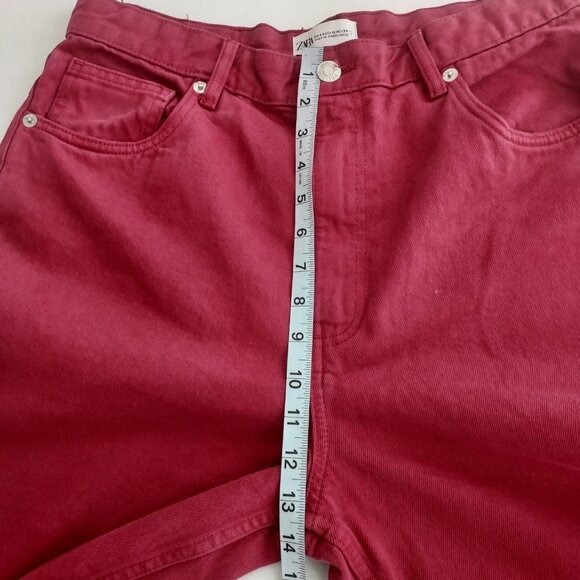 Zara High  Waisted Wide Leg Pink Jeans Size 12 - Picture 6 of 9